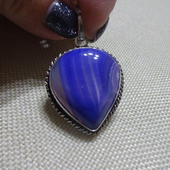 Beautiful "PURPLE BOTSWANA AGATE" Handmade Sterling Pendant/Chain #470B - Picture 3 of 3
